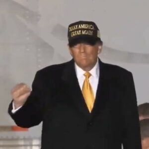 President Trump debuts the BLACK & GOLD MAGA HAT