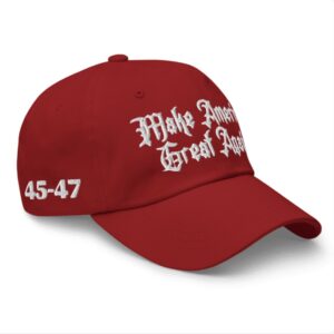 Red Gothic MAGA 45-47 Hat Caps