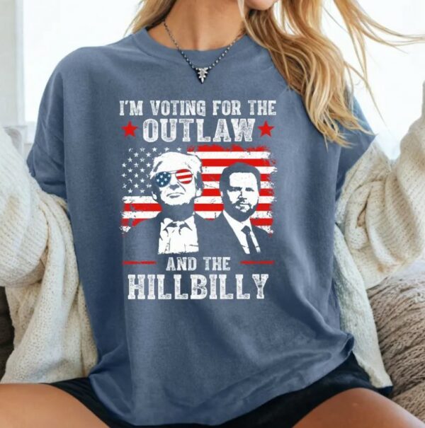 Ridin With The Outlaw And The Hillbilly Trump Shirt, 2024 Election Conservative Political Republican Sweater, Trump Supporter Sweatshirt2