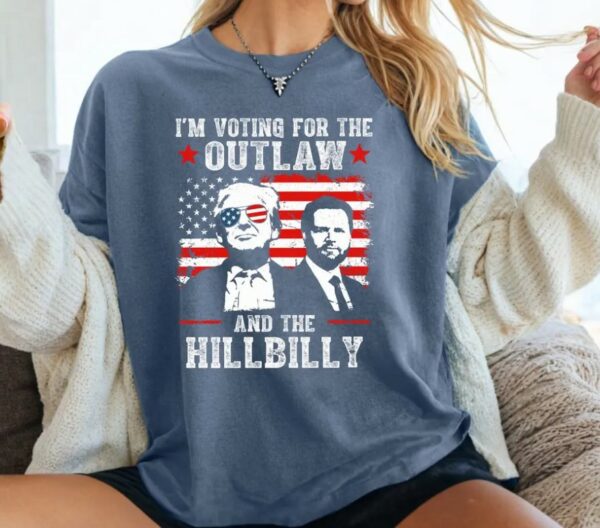 Ridin With The Outlaw And The Hillbilly Trump Shirt, 2024 Election Conservative Political Republican Sweater, Trump Supporter Sweatshirt2