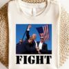 TRUMP SHOT FIGHT! Assassination Attempt Fist Pump American Patriotic Tee T-Shirt 2024