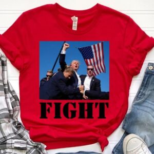 TRUMP SHOT FIGHT! Assassination Attempt Fist Pump American Patriotic Tee T-Shirt 20243