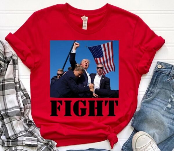 TRUMP SHOT FIGHT! Assassination Attempt Fist Pump American Patriotic Tee T-Shirt 20243