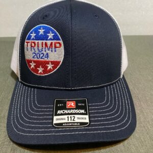 The “Trump 2024” circle design hat, Custom embroidery.1