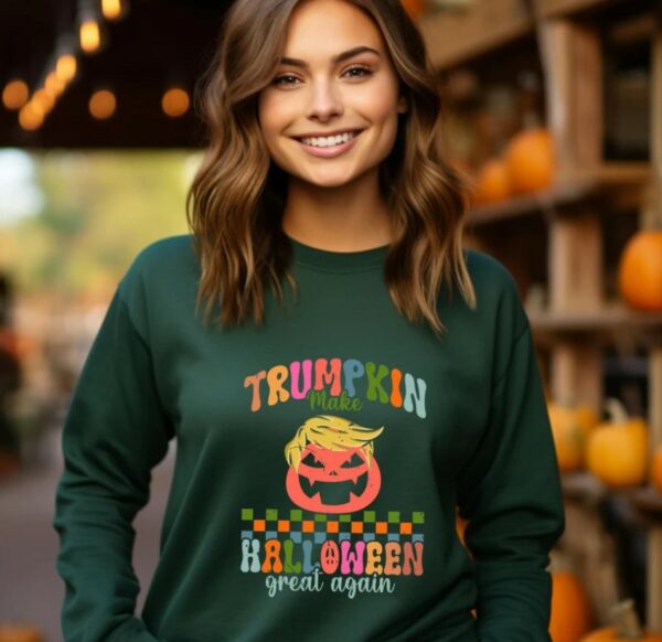 Trendy Trumpkin Halloween Shirt, Trump 2024 Election Shirt, Make Halloween Great Again, Western Halloween Sweatshirt and Hoodie, Pumpkin Tee