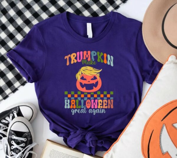 Trendy Trumpkin Halloween Shirt, Trump 2024 Election Shirt, Make Halloween Great Again, Western Halloween Sweatshirt and Hoodie, Pumpkin Tee2