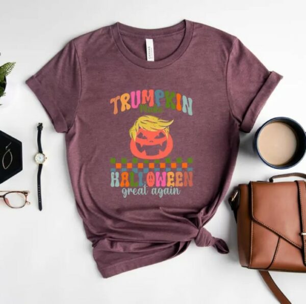 Trendy Trumpkin Halloween Shirt, Trump 2024 Election Shirt, Make Halloween Great Again, Western Halloween Sweatshirt and Hoodie, Pumpkin Tee3