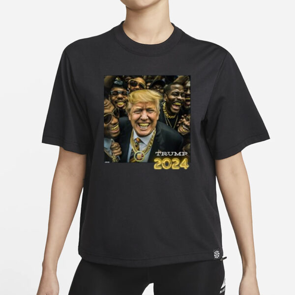 Trump 2024 Election Gold Teeth MAGA Hood Gangsta T-Shirts1