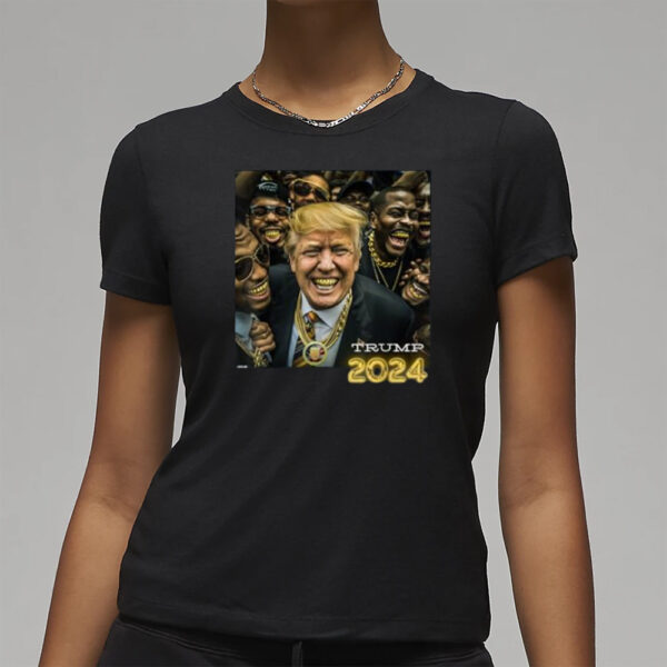 Trump 2024 Election Gold Teeth MAGA Hood Gangsta T-Shirts3