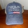 Trump 2024 Sequel Trucker Hat,Trump baseball cap, Unisex,Patriotic Apparel,America,USA,Red, white and blue,Denim Trump Cap,Distressed Gray