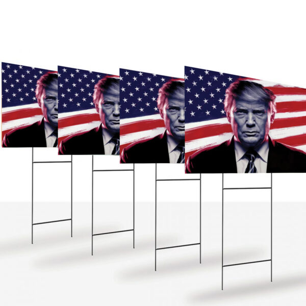 Trump 2024 Signs, Patriotic Trump Yard Sign, American Flag Background Yard Sign