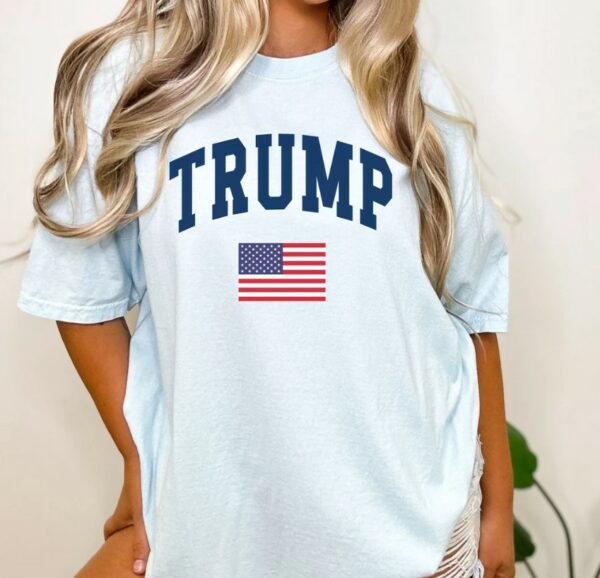 Trump Comfort Colors Shirt, Pro Trump Crewneck, Republican Unisex TShirt, Vote Trump 2024, Gift for Conservative, Trump Supporter USA Flag1