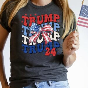 Trump Coquette Shirt Trump 2024 T-Shirt Girly Bow Flat Tee Trump MAGA Tee Conservative Republican T-Shirt American Graphic Tee Election Tee1