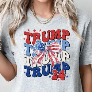 Trump Coquette Shirt Trump 2024 T-Shirt Girly Bow Flat Tee Trump MAGA Tee Conservative Republican T-Shirt American Graphic Tee Election Tee2