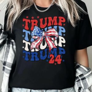 Trump Coquette Shirt Trump 2024 T-Shirt Girly Bow Flat Tee Trump MAGA Tee Conservative Republican T-Shirt American Graphic Tee Election Tee3