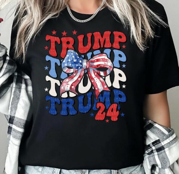 Trump Coquette Shirt Trump 2024 T-Shirt Girly Bow Flat Tee Trump MAGA Tee Conservative Republican T-Shirt American Graphic Tee Election Tee3