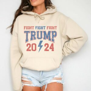 Trump Fight Hoodie Sweatshirt Trumpshirt Vintage Trump Rally Crewneck Maga Merch Trump Vance 2024 Trump Republican Conservative Supporter 921