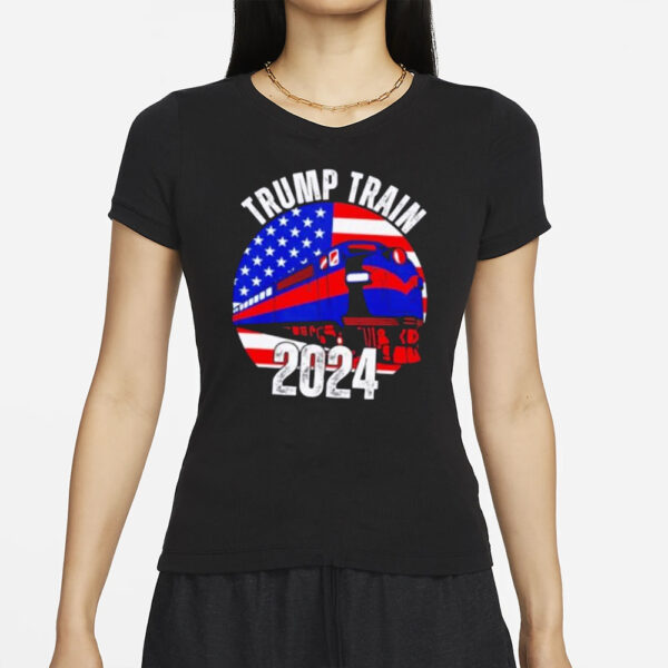 Trump Train 2024 USA flag shirt