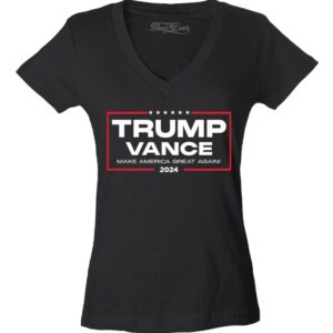 Trump Vance 2024 Make America . Women's V-Neck T-Shirt Slim Fit Trump Shirt. Trump 2024 Shirt. Election 2024 T Shirt. American Flag Shirt.