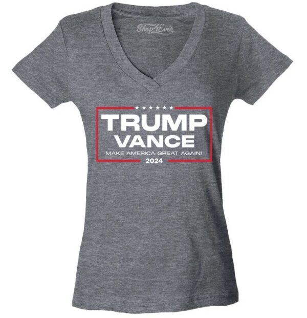 Trump Vance 2024 Make America . Women's V-Neck T-Shirt Slim Fit Trump Shirt. Trump 2024 Shirt. Election 2024 T Shirt. American Flag Shirt.2