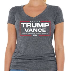 Trump Vance 2024 Make America . Women's V-Neck T-Shirt Slim Fit Trump Shirt. Trump 2024 Shirt. Election 2024 T Shirt. American Flag Shirt.3