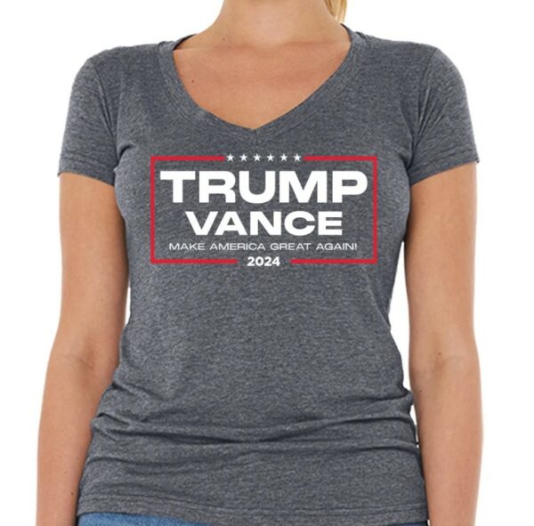 Trump Vance 2024 Make America . Women's V-Neck T-Shirt Slim Fit Trump Shirt. Trump 2024 Shirt. Election 2024 T Shirt. American Flag Shirt.3