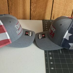 Trump Vance 24 trucker hat!!! Red-White and blue!!! Flag back mesh hat!!!2