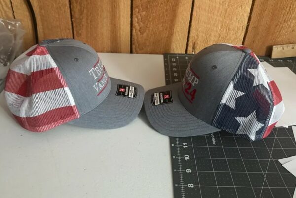 Trump Vance 24 trucker hat!!! Red-White and blue!!! Flag back mesh hat!!!2