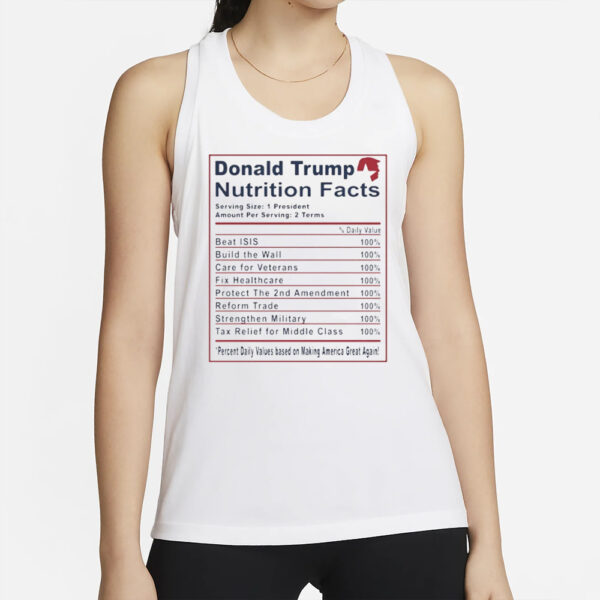 Trump White Nutritional Facts Design Unisex Jersey Tank, Trump Tank Top, Republican Tank Top, Funny Trump Shirt2