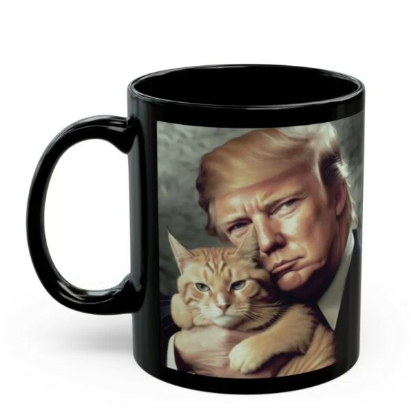 Trump and Cat Black Mug Gift, Republican Coffee Mug, Funny Trump Gift, Cat Lover Gift Coffee Mug