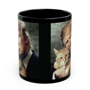 Trump and Cat Black Mug Gift, Republican Coffee Mug, Funny Trump Gift, Cat Lover Gift Coffee Mug3