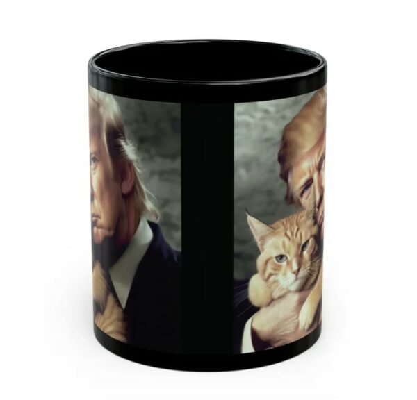 Trump and Cat Black Mug Gift, Republican Coffee Mug, Funny Trump Gift, Cat Lover Gift Coffee Mug3