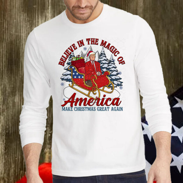 Believe In The Magic Of America Trump Santa ,Trump I'll Be Home for Christmas Shirt, Hoodie, Sweatshirt, Long Sleeve and Tank Top