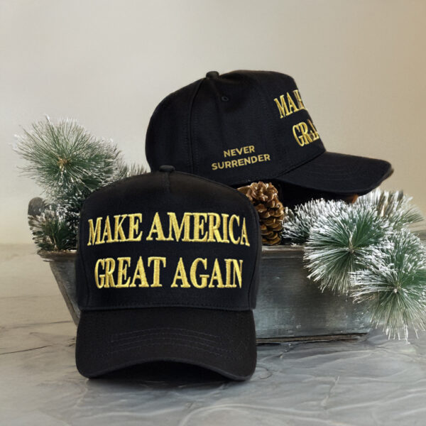 Christmas Trump Gold Dark MAGA Hat Caps